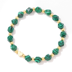 Малахит Ограненные круглые бусины из натурального малахита, стрейч-браслеты для женщин и мужчин, внутренний диаметр: 2-3/8 дюйм (6 см)