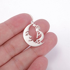 Нержавеющая Сталь Цвет Шкентели нержавеющей стали, луна, цвет нержавеющей стали, 27x21 мм