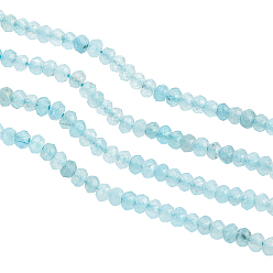 Hellblau Gefärbte natürliche Malaysia Jade Rondelle Perlen, facettiert, hellblau, 4x2~3 mm, Bohrung: 1 mm, ca. 115 Stk. / Strang, 14 Zoll, 2strand / box
