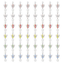 (52) Непрозрачная лаванда 48 шт 6 цвета прозрачные гальванические стеклянные подвесные украшения, с застежками-карабинами и бусинами из сплава, ангел и звезда, разноцветные, 46 мм, 8 шт / цвет