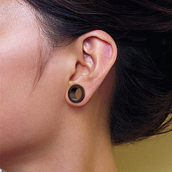Черный 304 из нержавеющей стали ухо пробки датчики, винтовой туннельный расширитель уха для мужчин и женщин, чёрные, 6 мм