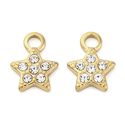 Звезда 304 прелести нержавеющей стали, с кристально горный хрусталь, золотые, звезда, 11x8x2 мм, отверстие : 2.2 мм