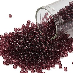 (6B) Transparent Medium Amethyst Тохо 8/0 круглые бусины, японский бисер, (6 б) прозрачный средний аметист, 3 мм, отверстие : 1 мм, Около 10000 шт / фунт