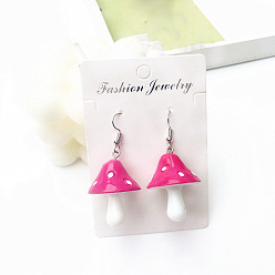 Светло-Вишневый Серьги-подвески в форме гриба из сплава и смолы, платина, светло-вишневый, 28 мм