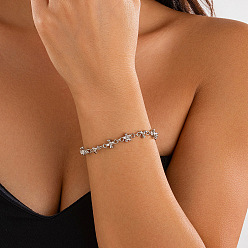 Платина Браслеты из сплава цветов и перекрестных звеньев для женщин, платина, 6-1/4 дюйм (16 см)