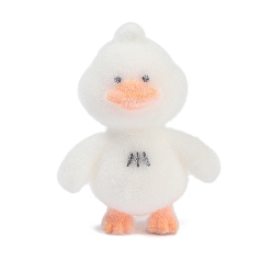 Белый Кулоны из флокированной смолы, утка, белые, 58x42x26 мм, отверстие : 3 мм