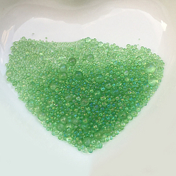 Verde Lima Granos de la semilla de cristal transparente, perlas sin perforar / sin orificios, rondo, bricolaje 3 d clavo de la decoración del arte mini granos de cristal, diminutas cuentas de uñas caviar, verde lima, 1~3 mm