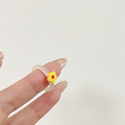 Желтый Полимерные пальцевые кольца, цветок, желтые, внутренний диаметр: 17 мм