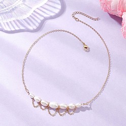 Золотой Ожерелья из натурального культивированного пресноводного жемчуга, состоящие из бус разного размера, с цепочками из нержавеющей стали., цвет морской раковины, золотые, 304 дюйм (16.02 см)