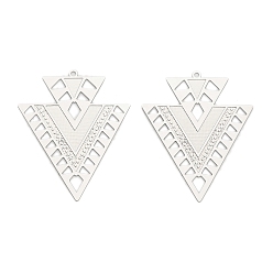 Нержавеющая Сталь Цвет 304 подвески из травленого металла из нержавеющей стали, треугольный шарм, цвет нержавеющей стали, 45.5x38x0.5 мм, отверстие : 1.6 мм