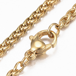 Golden 304 Stainless Steel Rope Chain Necklaces, with Lobster Claw Clasps, Golden, 16.14 inch(41cm), 2.5mm
