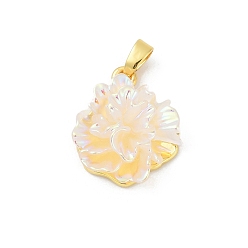 Желтая Старая Ткань  Подвески из латуни с уф-покрытием, цветок, cmолой, радужный, стойки покрытие, долговечный, без свинца и без кадмия, реальный 18 k позолоченный, старое кружево, 18x16x8 мм, отверстие : 5x2 мм