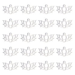 Нержавеющая Сталь Цвет 20 шт. 201 подвески из нержавеющей стали, подвески для лазерной резки, лотос, цвет нержавеющей стали, 11x19x1 мм, отверстие : 1.5 мм