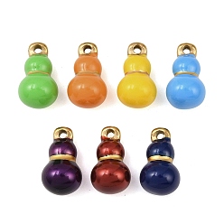 (52) Непрозрачная лаванда 304 нержавеющей стальной эмали подвески, Горлянка, реальный 18 k позолоченный, ионное покрытие (ip), разноцветные, 16x9 мм, отверстие : 1.6 мм