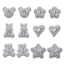 Серебро 30 шт 6 стили кабошоны из смолы, разнообразные, серебряные, 26~36x20~34x9~11 мм, 5 шт / стиль