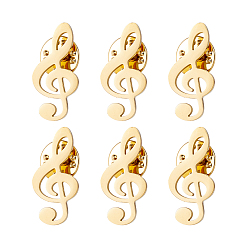 Golden 6Pcs Musical Note 304 Stainless Steel Lapel Pin Backs for Backpack Clothes, Golden, 27x13mm