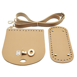 Хаки Наборы аксессуаров для сумок на плечо из искусственной кожи ручной работы, включая 1ПК полукруглый лист, 1 дно сумки из поликарбоната овальной формы и 1 ремешок для сумки из поликарбоната, хаки, 600~1250 мм