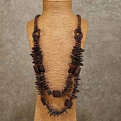 Кокосово-Коричневый Двухслойные ожерелья из натурального кокоса в стиле бохо для женщин, кокосового коричневый, 35.83 дюйм (91 см)