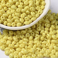 Желтый Непрозрачные акриловые бусины, двойное отверстие, овальные, желтые, 6x4.5x3.3 мм, отверстие : 1.2 мм, Около 14516 шт / 500 г