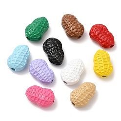 Mixed Color Spray Painted Alloy Beads, Cadmium Free & Lead Free, Peanut, Mixed Color, 11.5x8x5.5mm, Hole: 1.6mm