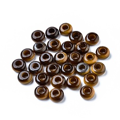 Tiger Eye Natural Tiger Eye European Beads, Large Hole Beads, Rondelle, 12x6mm, Hole: 5mm