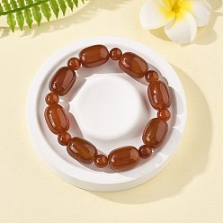 Красный Агат Природные сердолик бисера браслеты простирания, окрашенная и подогревом, баррель, внутренний диаметр: 2-1/4 дюйм (5.8 см)