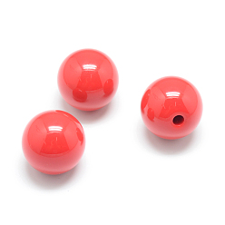 Красный Непрозрачные акриловые бусины, половина пробурено бисера, круглые, красные, 21~22 мм, половину отверстия: 3 мм