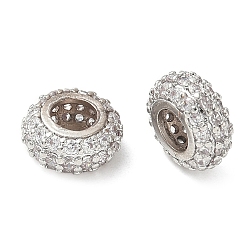 Платина Латунные микро проложить Цирконий Европейский бисером, рондель, долговечный, платина, 10x4.5 мм, отверстие : 4.6 мм