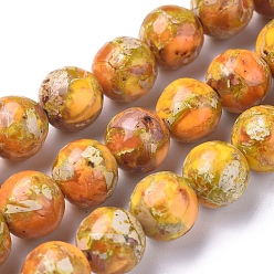 Orange Assembled Synthetic Turquoise and Imperial Jasper Beads Strands, Dyed, Round, Orange, 8mm, Hole: 0.8mm, about 52 pcs/Strand, 16.14 inch(41 cm) 