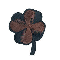 Кокосово-Коричневый Компьютеризированная вышивка тканью утюжок на / шить на заплатках, аксессуары для костюма, клевер, кокосового коричневый, 43x35 мм