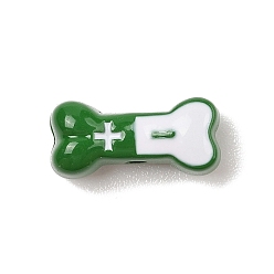 Зеленый Окрашенного распылением сплава бисер, без кадмия, без никеля и без свинца, эмаль бисера, кость, зелёные, 6.5x14x6 мм, отверстие : 1.8 мм