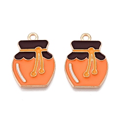 Bottle Подвески из сплава с эмалью на тему Дня благодарения, золотой свет, без свинца и без кадмия, банка, 23x17x1 мм, отверстие : 1.8 мм