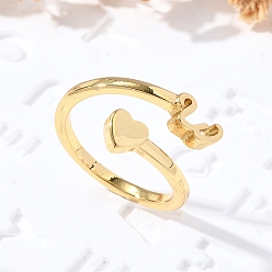 Letter H Латунные кольца-манжеты для женщин, буквы, Письмо ч, внутренний диаметр: 15.6 мм