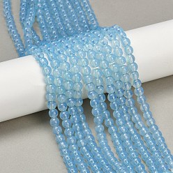 Небесно-голубой Выпечки нарисованных стеклянных бусин прядей, имитация Opalite, круглые, голубой, 6 мм, отверстие : 1.3~1.6 мм, около 133 шт / нитка, 31.4 дюйм
