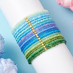 (52) Непрозрачная лаванда 16шт. наборы браслетов из стеклянных бусин, разноцветные, внутренний диаметр: 2.32 дюйм (5.9 см)