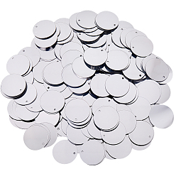 Серебро Подвески из ПВХ с пайетками/пайетками, плоско-круглые, серебряные, 19.5x0.3 мм, отверстие : 1.5 мм, Около 454 шт / 50 г