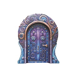 Васильковый Украшения для деревянных дверей, миниатюрная волшебная дверь на елку, для дома, садовые украшения, дверь, васильковый, 100x80 мм