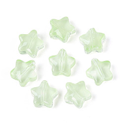 Бледно-Зеленый Имитация нефритовые четки стекла, звезда, бледно-зеленый, 8x8x4 мм, отверстие : 0.9~1 мм, около 1950~2000 шт / упаковка
