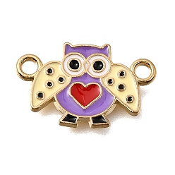 Owl Alloy Enamel Connector Charms, Animal Links, Golden, Owl, 12.5x20x1.3mm, Hole: 1.5mm