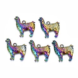 Rainbow Color Alloy Pendants, Cadmium Free & Lead Free, Alpaca, Rainbow Color, 25x23.5x3mm, Hole: 2mm