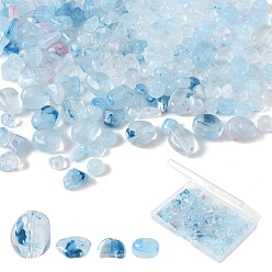 Светло-Синий 4 сумки 4 стили прозрачные акриловые бусины, имитация нефрита, разнообразные, голубой, 4~12 мм, отверстие : 2 мм, 1 сумка / стиль