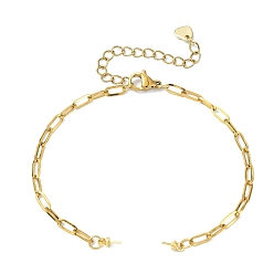 Золотой 304 изготовление браслета-цепочки из нержавеющей стали со скрепками, для бисера, золотые, 6.77 дюйм (17.2 см), штифты : 0.5 мм