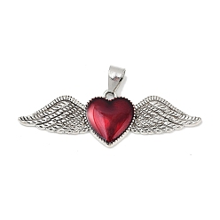 Античное Серебро Подвески из эмали и сплава, сердце с крыла, античное серебро, 18x54x3 мм, отверстие : 4.5x7.5 мм