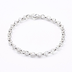 Серебро Женские 304 браслеты-цепочки из нержавеющей стали, с карабин-лобстерами , серебряные, 7-1/2 дюйм (19.2 см)