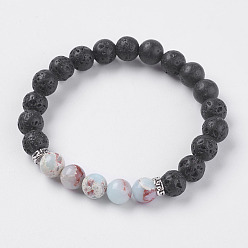 Шушан Камень Натуральный вулканический камень и натуральный камень шушань / бусины из лардерита, эластичные браслеты, со сплавочной фурнитурой, 2 дюйм (52 мм)