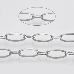 304 Stainless Steel Tarnish Resistant 304 Stainless Steel Cable Chains, with Spool, Soldered, Big Link: 9x4x1mm, Small Link: 5x4x0.5mm, about 32.8 Feet(10m)/roll