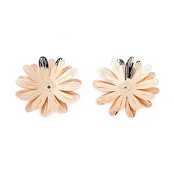 Light Gold Шапочки и конусы для бусин, латунные, цветок, золотой свет, 24.5~25x23.5~24x4~5 мм, отверстие : 0.9~1 мм