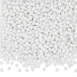 Blanc 200g de perles de rocaille en verre, opaque graine de couleurs, petites perles artisanales pour la fabrication de bijoux bricolage, ronde, blanc, 4mm, Trou: 1.5mm