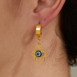 Золотой Стильные 201 серьги-кольца из нержавеющей стали с пальмами от сглаза, золотые, 38x13 мм