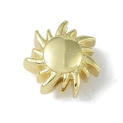 Настоящее золото 18K Стойки обшивки латунные бусины, долговечный, без свинца и без кадмия, солнце, реальный 18 k позолоченный, 9.5x9.5x6 мм, отверстие : 1.6 мм